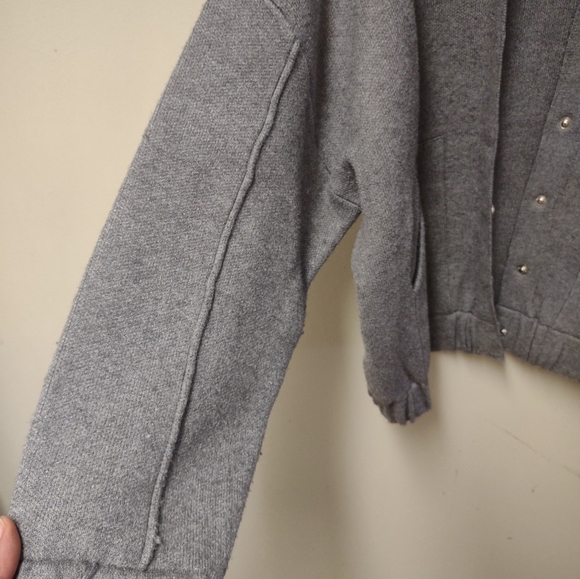 Mango (MNG) Womens Gray Knitted BomberJacket SizeL - Picture 6 of 8